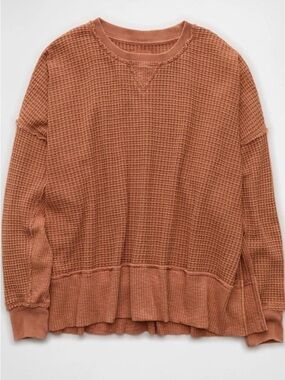 AE Oversized Waffle Crew Neck Sweater
